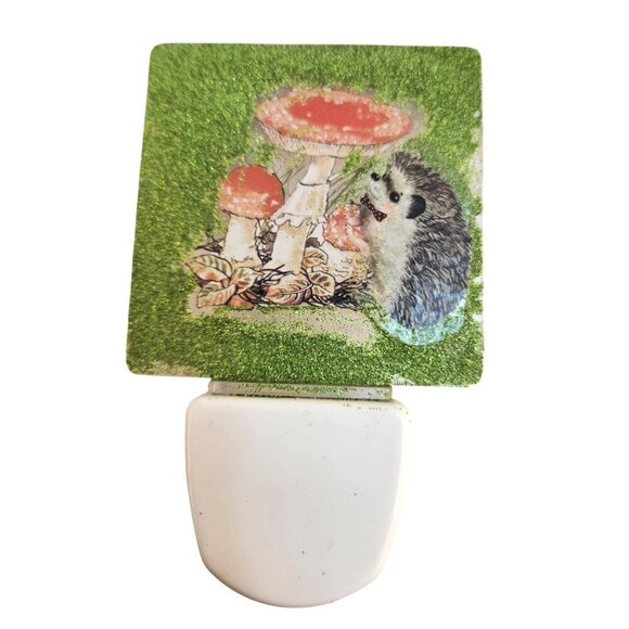 Hedgehog Mushroom Night Light With Green Glitter & Blue light Plug-In - Picture 1 of 6